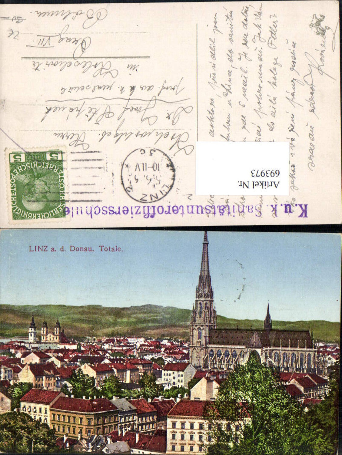 693973 Linz an der Donau Feldpost K. K. Sanitätsunteroffiziersschule