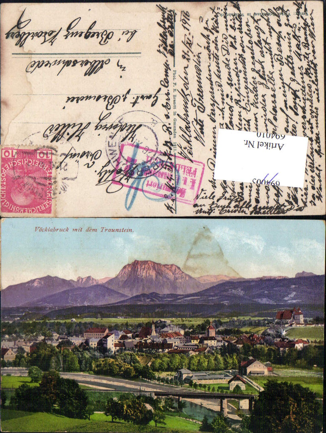 694010 Vöcklabruck m. Traunstein gel Alberschwende Feldpost pub Brandt