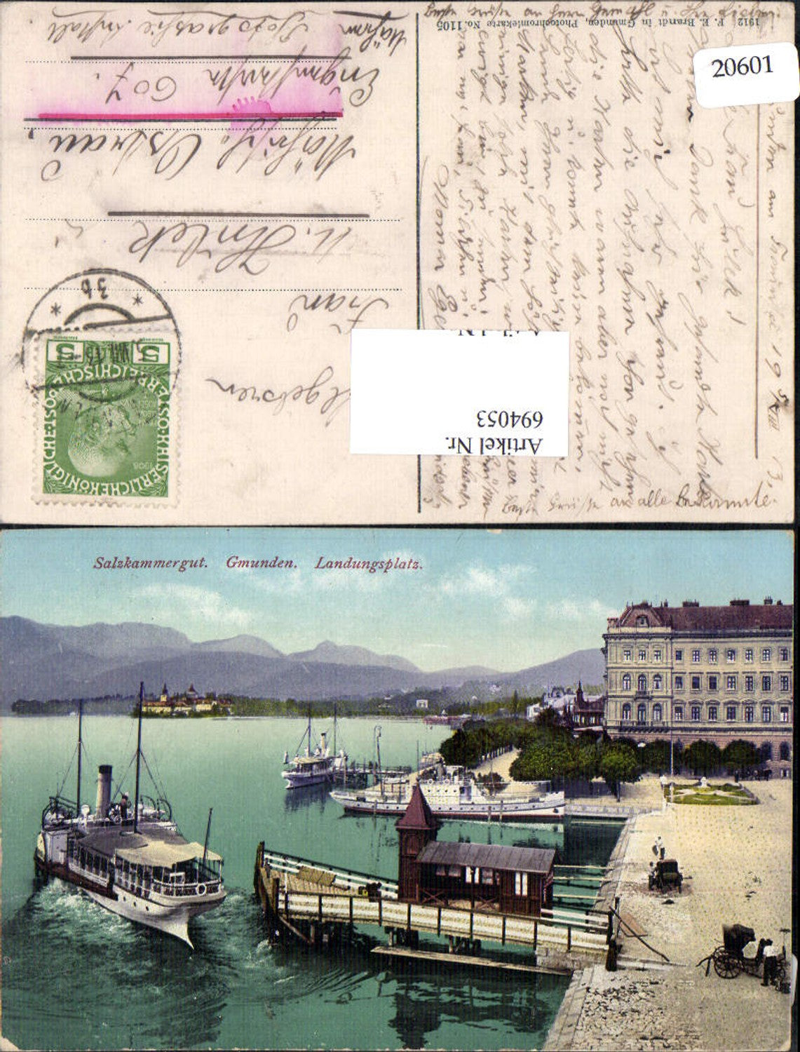 694053 Gmunden am Traunsee Landungsplatz Dampfer pub Brandt 1105