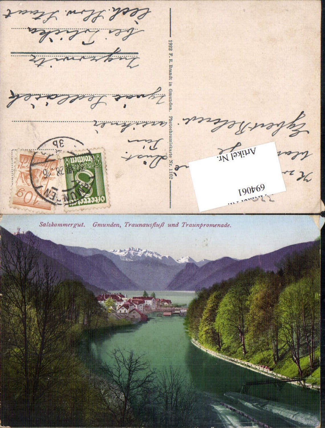 694061 Gmunden am Traunsee Traunausfluß Traunpromenade pub Brandt 1102