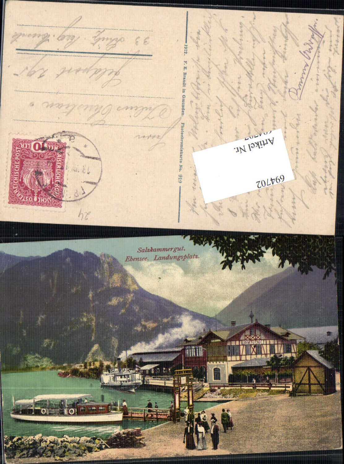 694702 Ebensee am Traunsee Landungsplatz Dampfer pub Brandt 919