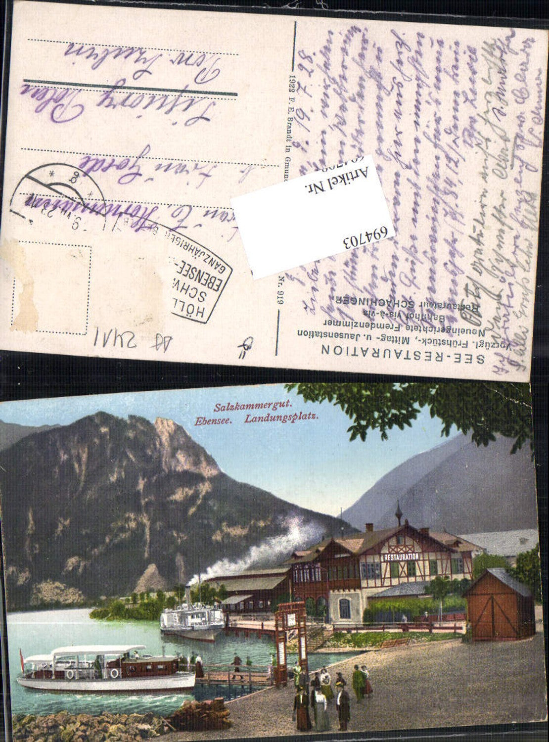 694703 Ebensee am Traunsee Landungsplatz Dampfer pub Brandt 919