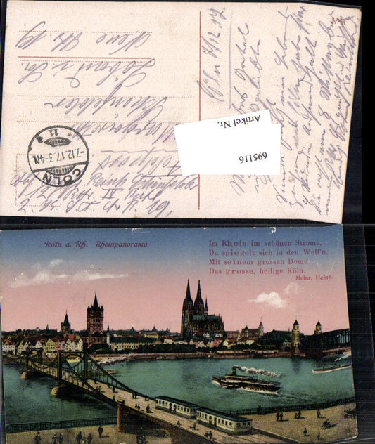 695116 Köln am Rhein Brücke Straßenbahn Feldpost Löbau Sachsen