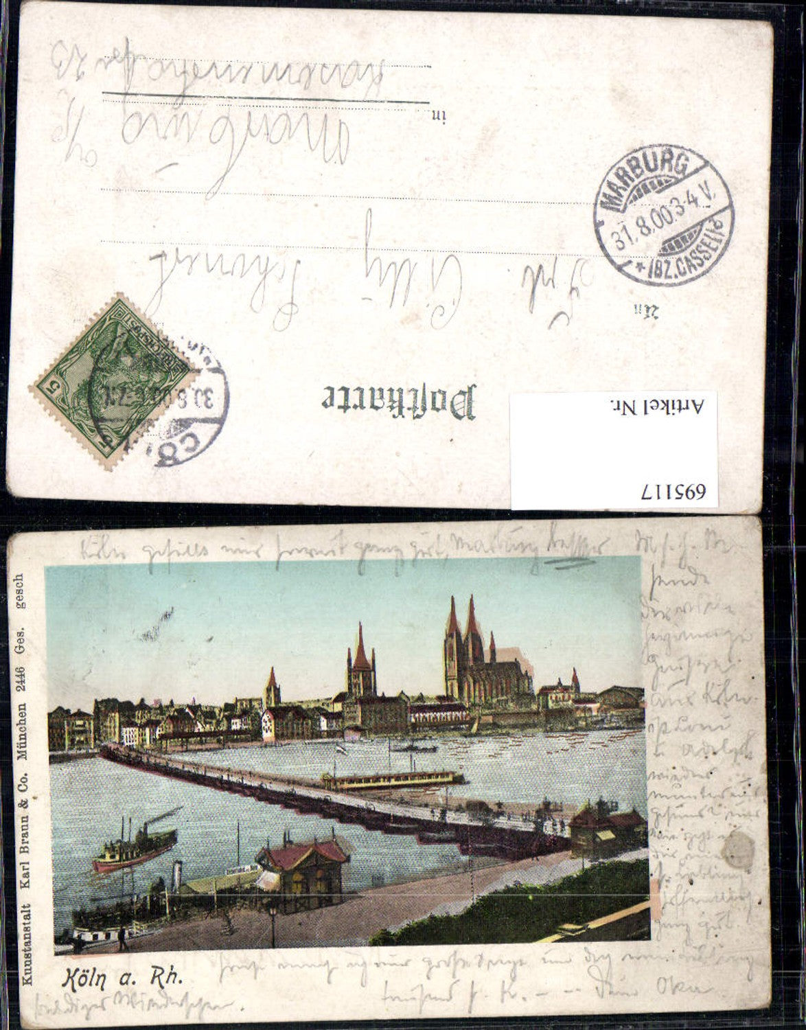 695117 Köln am Rhein pub Karl Braun München Stp. Marburg