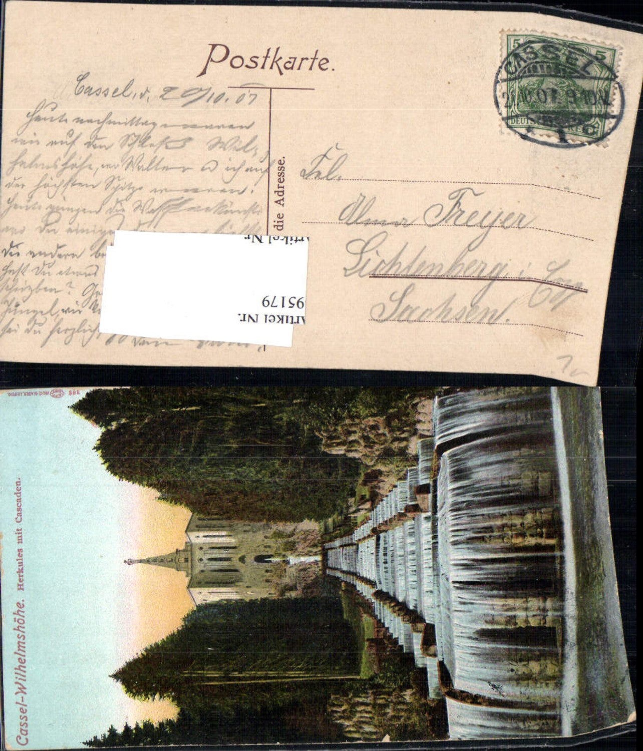 695179 Cassel Kassel Wilhelmshöhe Herkules gel Lichtenberg Erzgebirge