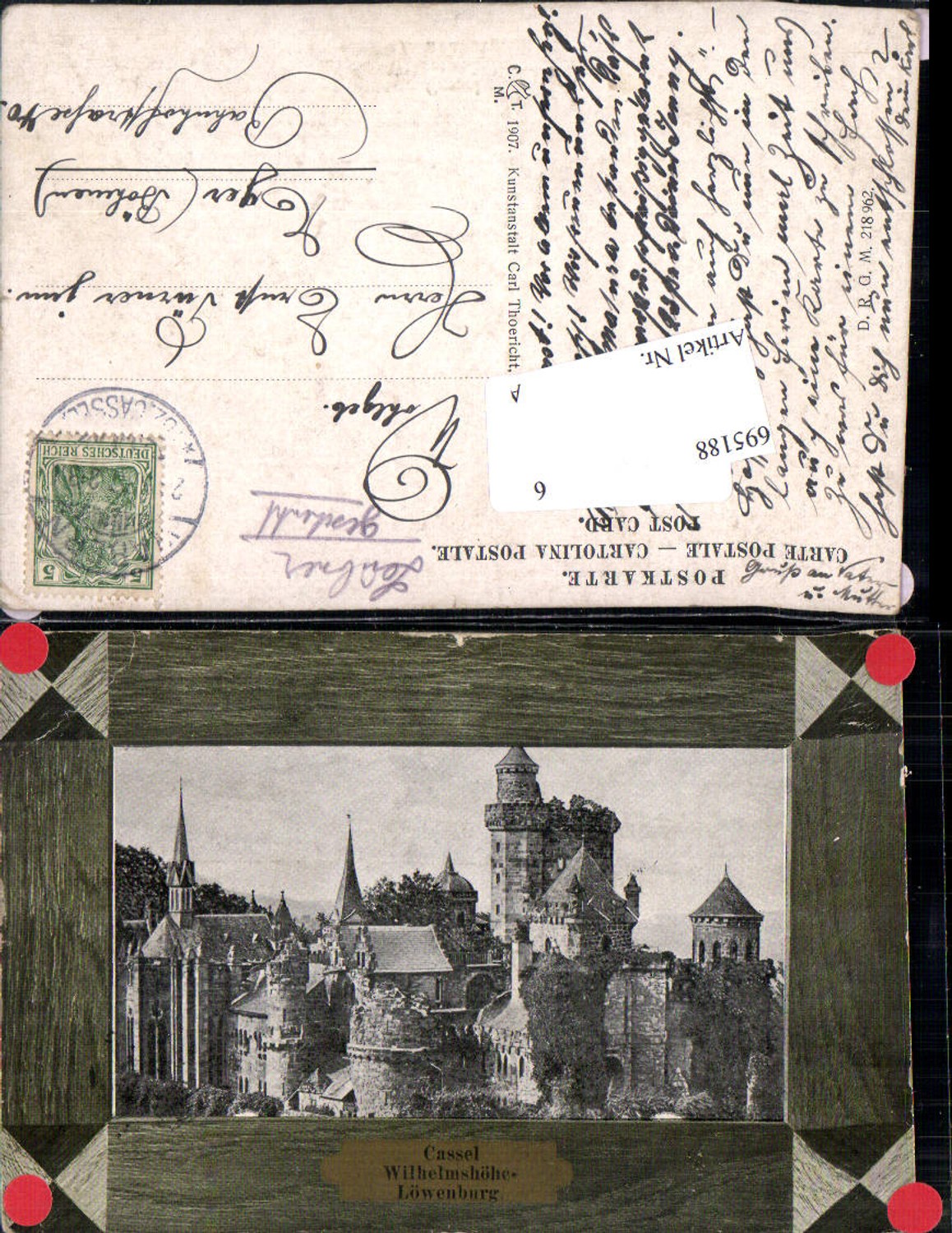 695188 Cassel Kassel Wilhelmshöhe Löwenburg Passepartout