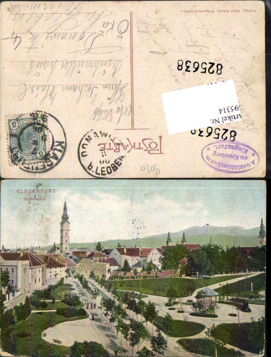 695314 Klagenfurt Schillerpark gel Donawitz Leoben 1906