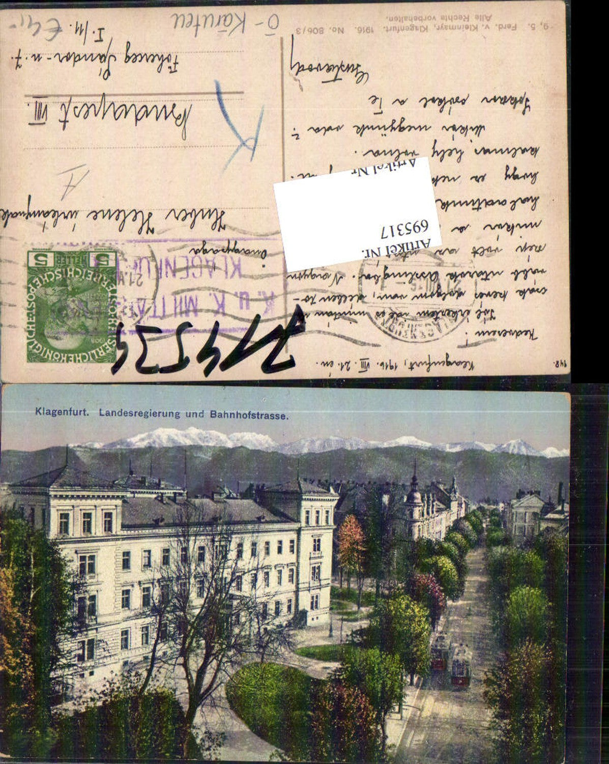 695317 Klagenfurt K.K. Landesregierung Bahnhofstraße pub Kleinmayr 806/3