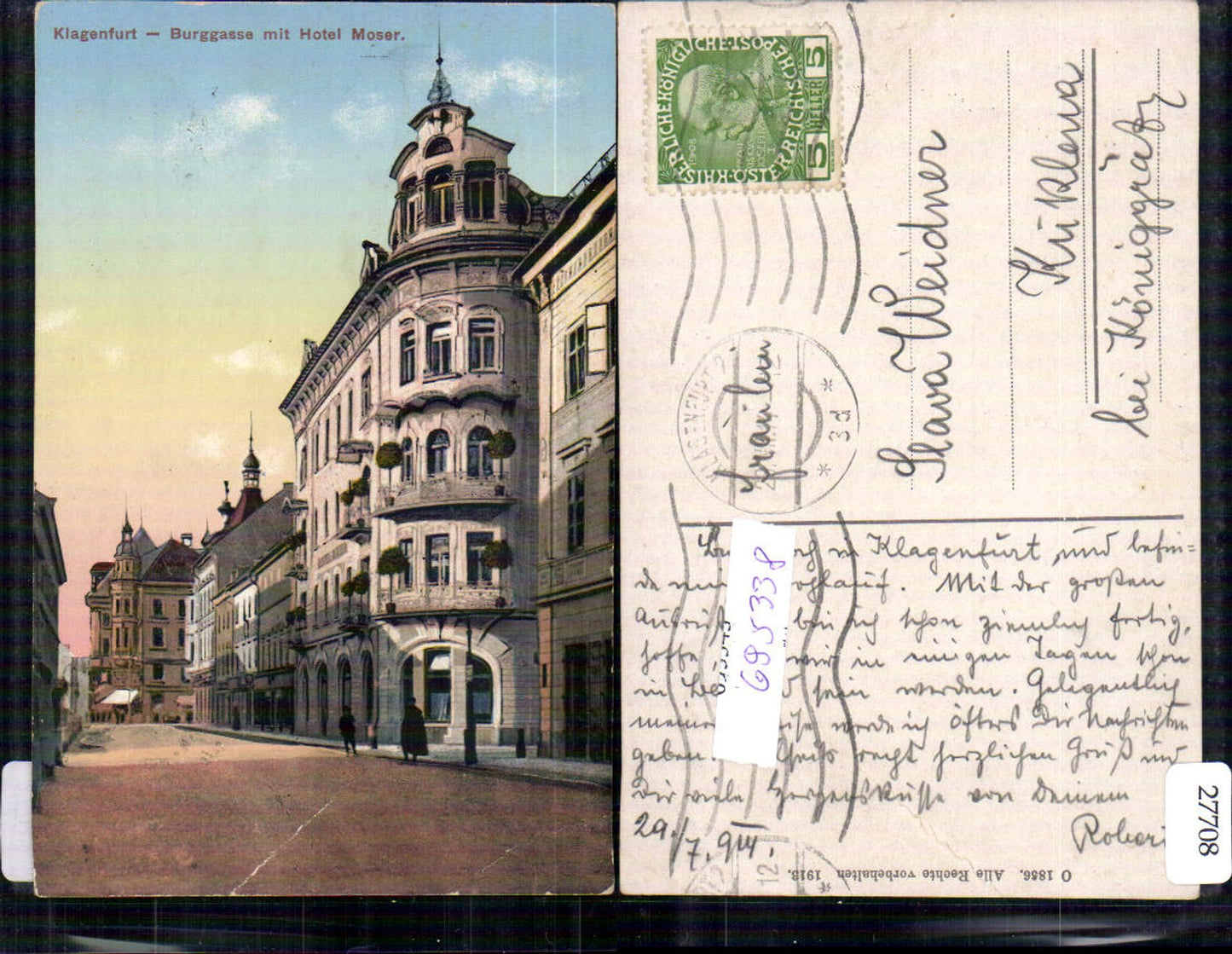 695338 Klagenfurt Burggasse Hotel Moser gel Kuklena Königgrätz Hradec Kralove