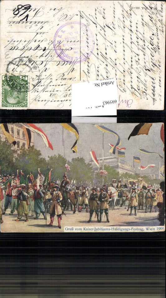 695963 Künstler AK Kaiser Franz Josef Adel Monarchie Jubiläums Huldigungs Festzug 1908