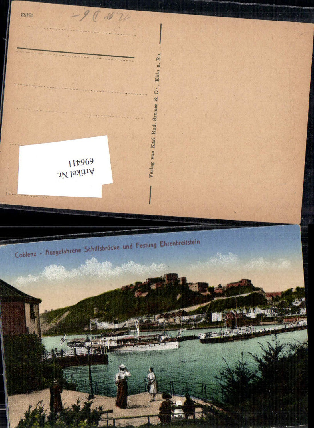 696411 Koblenz am Rhein Coblenz Schiffsbrücke Brücke Ehrenbreitstein