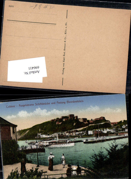 696411 Koblenz am Rhein Coblenz Schiffsbrücke Brücke Ehrenbreitstein