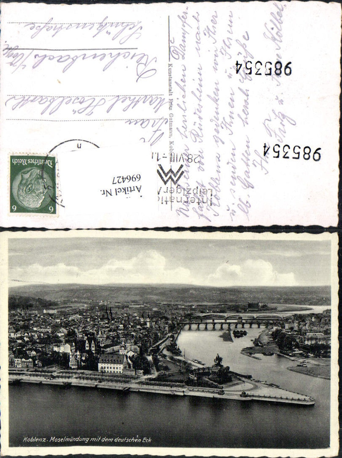 696427 Koblenz am Rhein Coblenz Deutsches Eck gel Reichenbach Vogtland