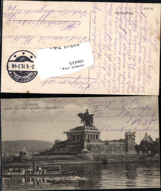 696435 Koblenz am Rhein Coblenz Deutsches Eck Feldpost Aschenburg