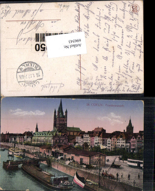 696543 Köln am Rhein Cöln am Frankenwerft Werft Feldpost Wehlen Mosel