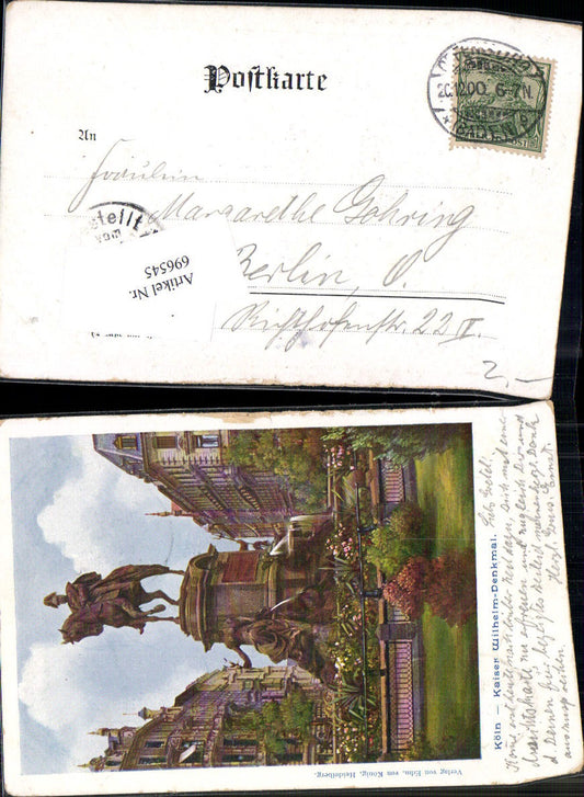 696545 Köln am Rhein Kaiser Wilhelm Denkmal Lithographie