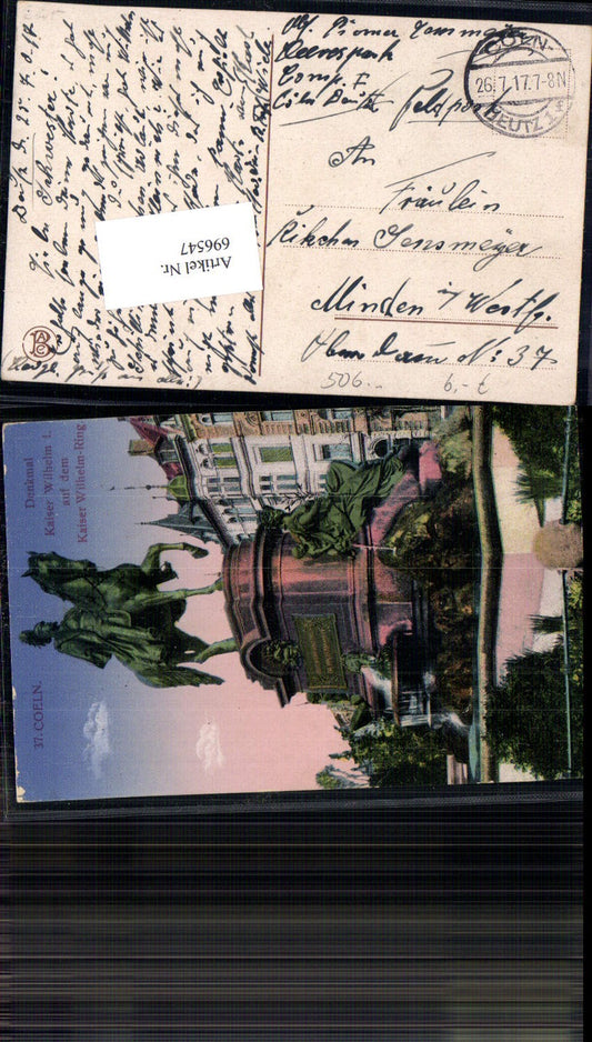 696547 Köln am Rhein Kaiser Wilhelm I. Feldpost Minden Westfalen