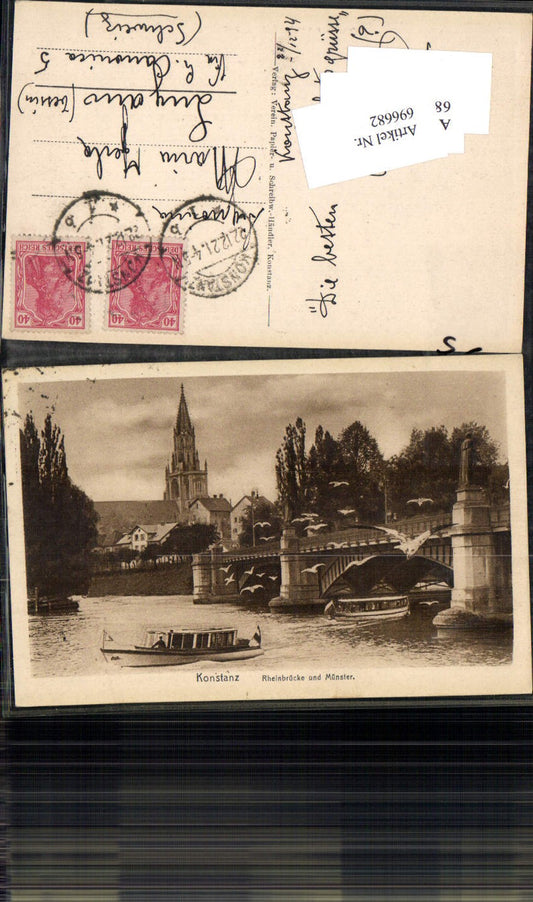 696682 Konstanz am Bodensee Rheinbrücke Boot Münster Boot Brücke