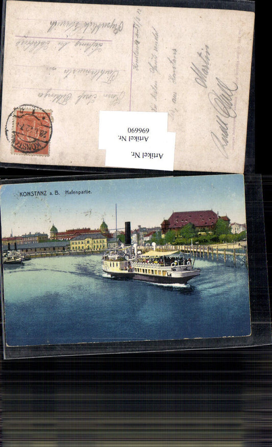 696690 Konstanz on Lake Constance, harbor, steamer, ship, delivery