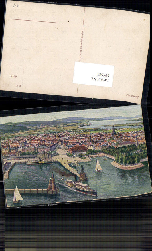 696693 Artist AK Konstanz on Lake Constance Harbor Steamer