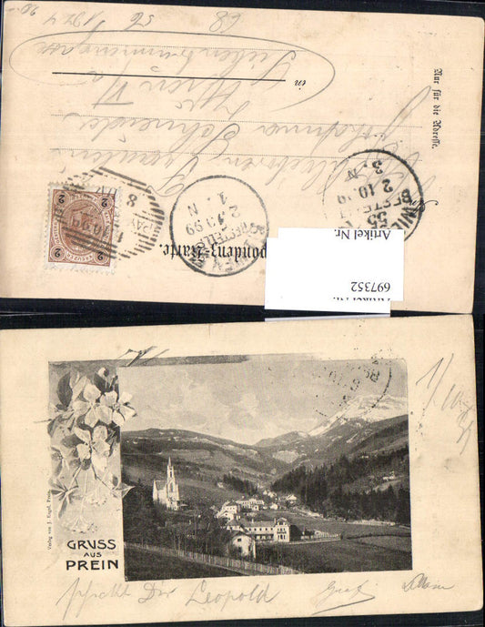 697352 tolle Lithographie Gruss aus Prein a.d. Rax Reichenau 1899 Payerbach
