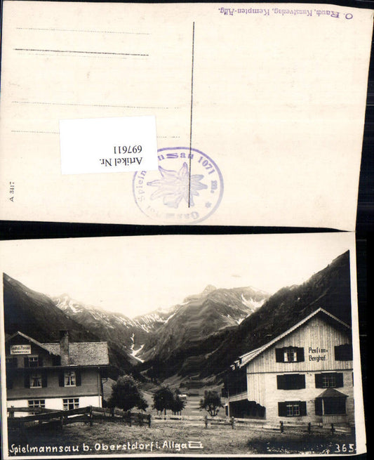 697611 Foto-AK Spielmannsau bei Oberstdorf im Allgäu Pension Berghof pub O. Rauch Kempten