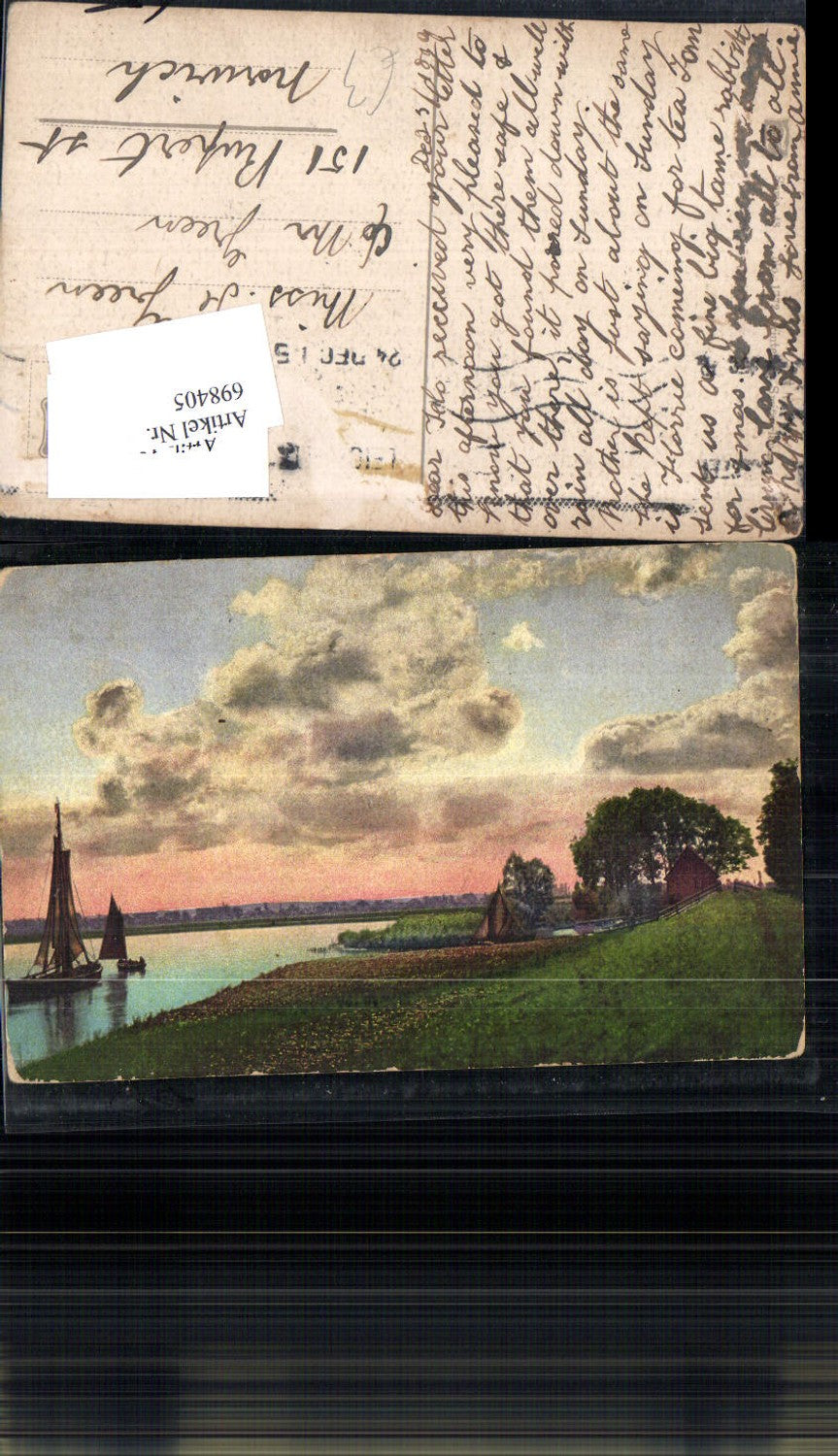 698405 Artist AK Sailboat Boat Lake Meadow Landscape