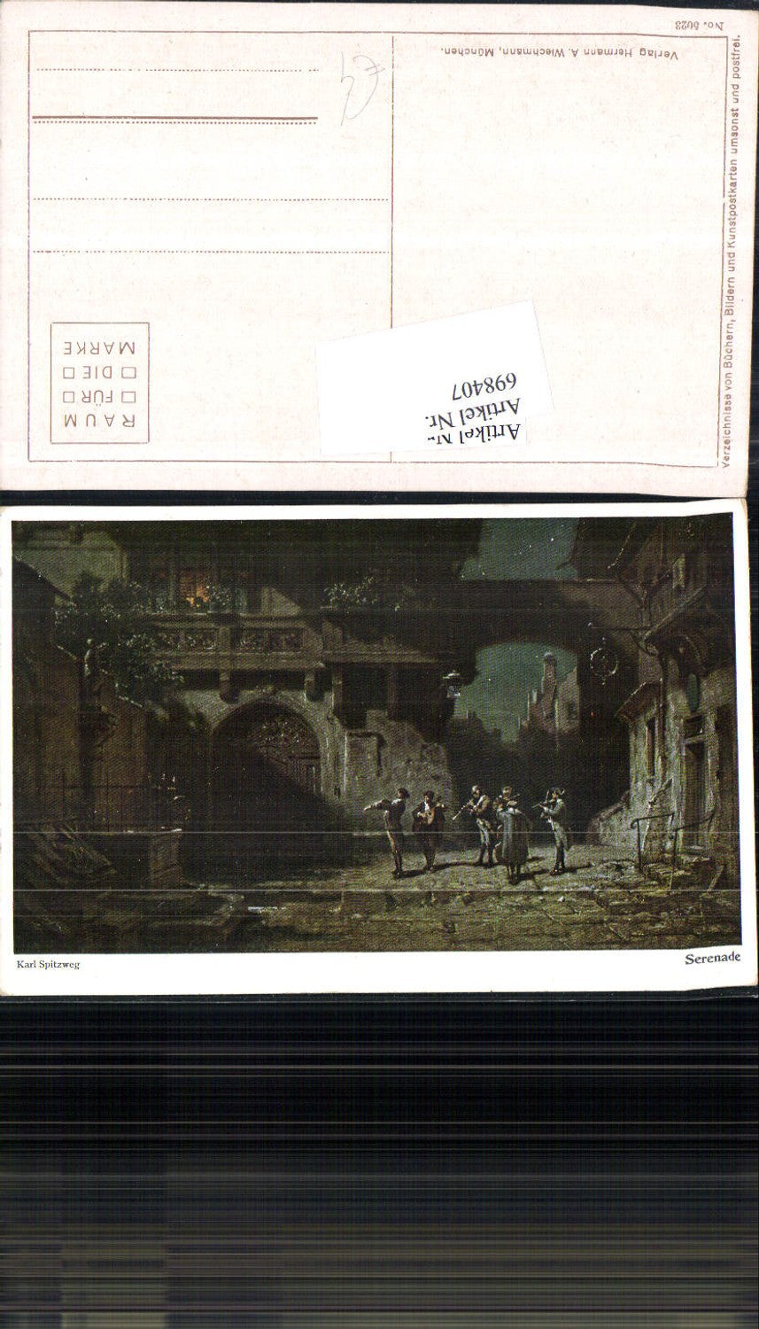 698407 Künstler AK Karl Spitzweg Serenade Stadt Musik spielen