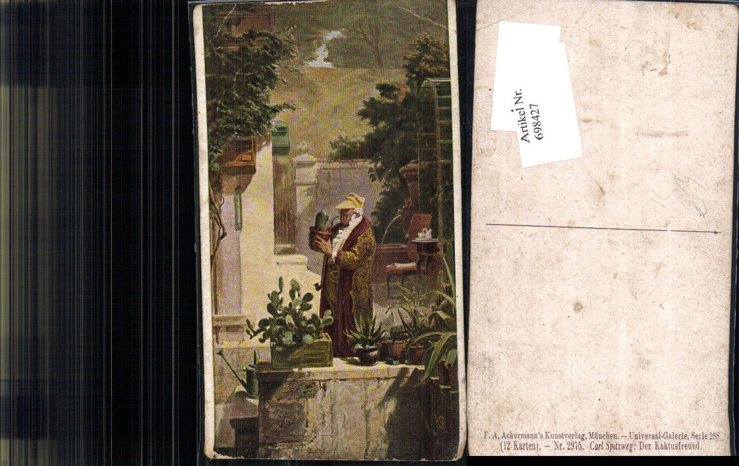 698427 Künstler AK Karl Spitzweg Kaktusfreund Pfeife Kaktus Kakteen