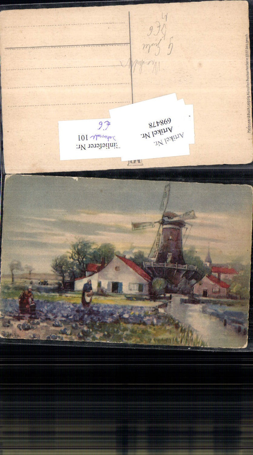 698478 Künstler AK G. Grobe Windmühle Mühle Windrad pub Meissner & Buch 2357