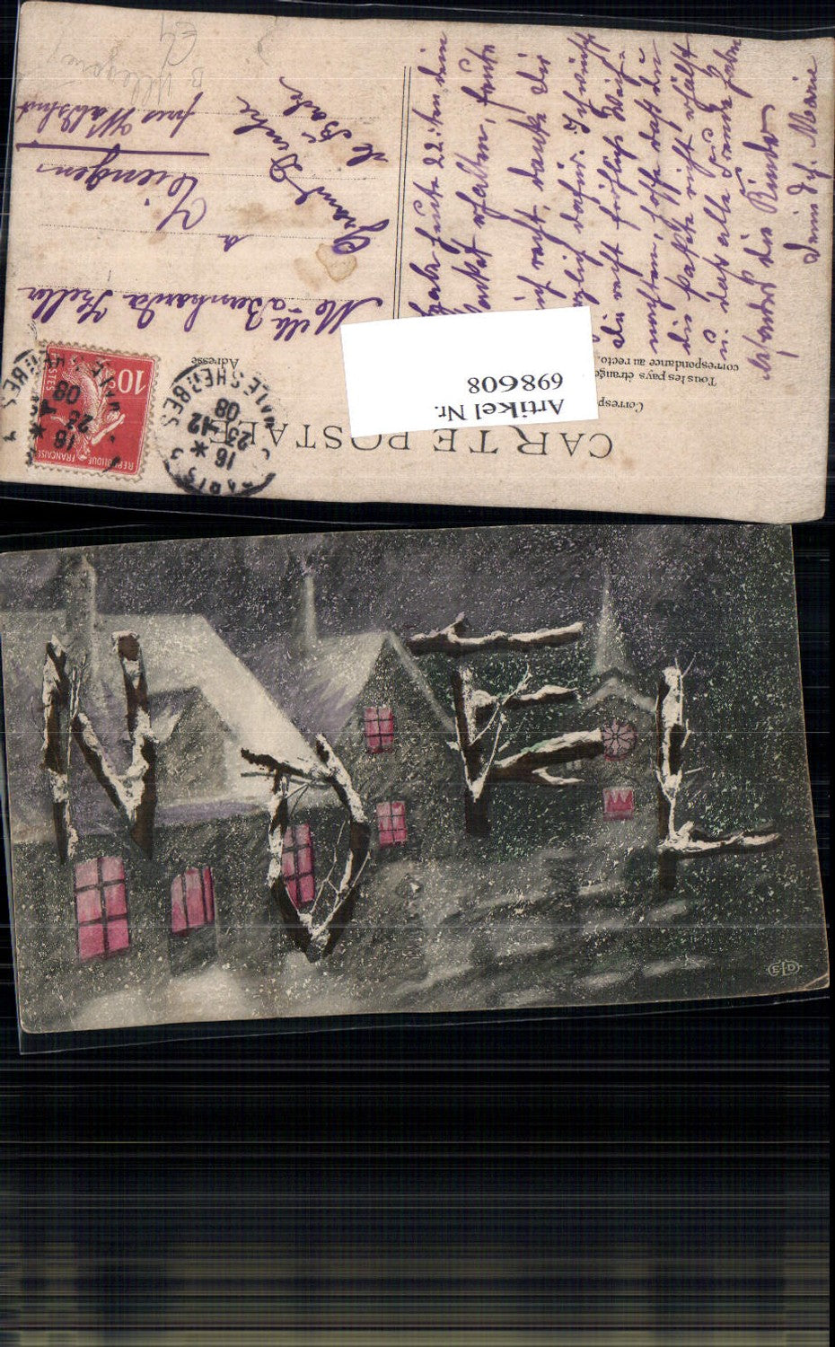 698608 Künstler AK NOEL Allegorie Schneefall Schnee Weihnachten