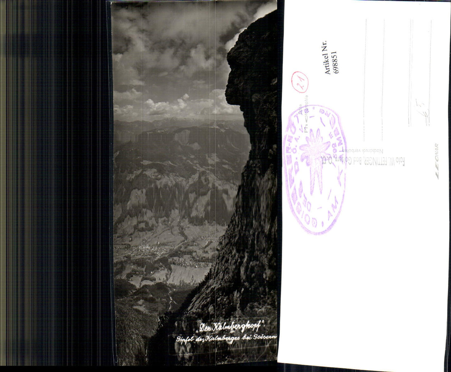 698851 seltene AK Kalmbergkopf Kalmberg bei Goisern