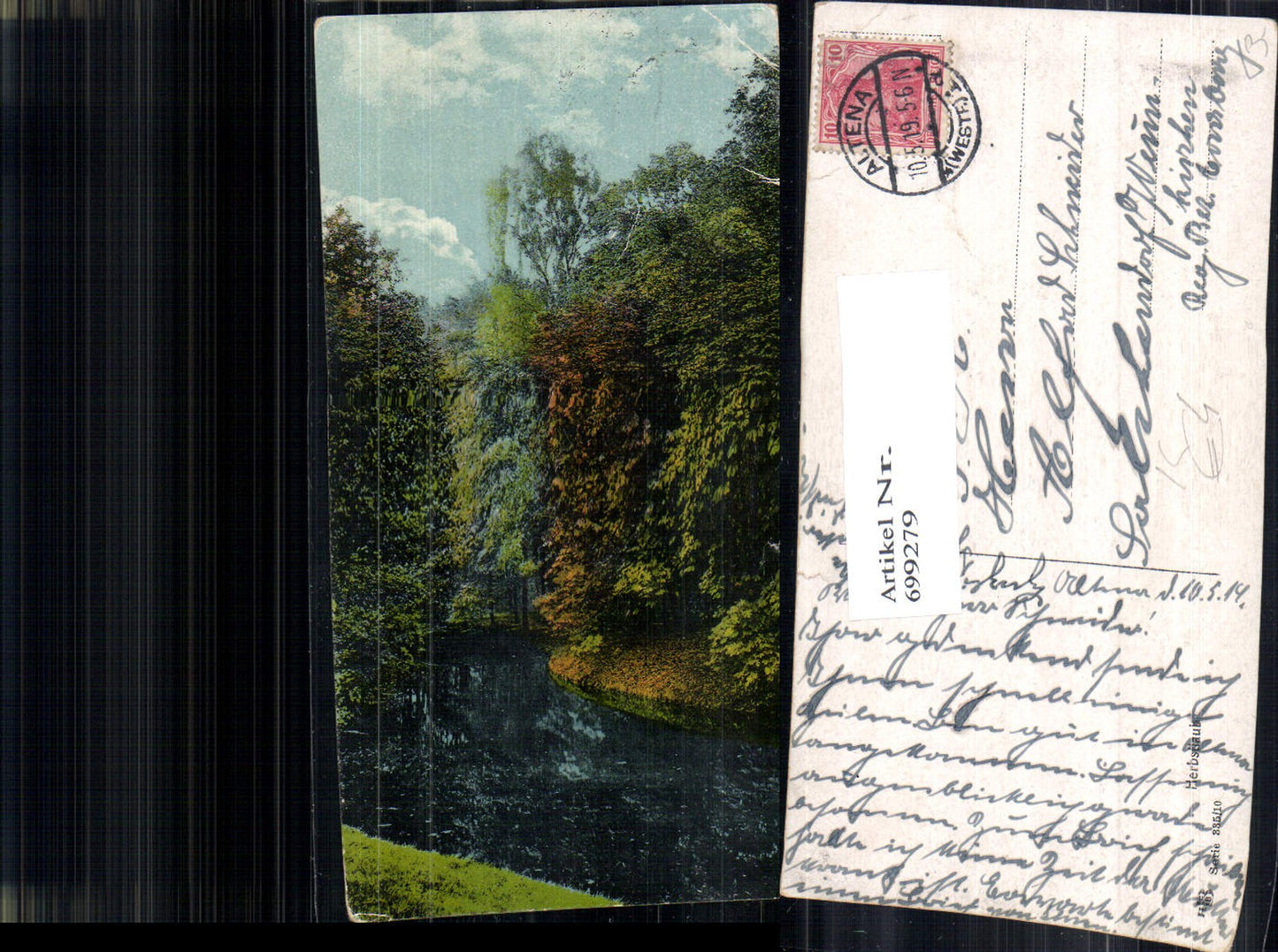 699279 Künstler AK Herbstlaub Bach Fluss Bäume Stp. Altena Westfalen