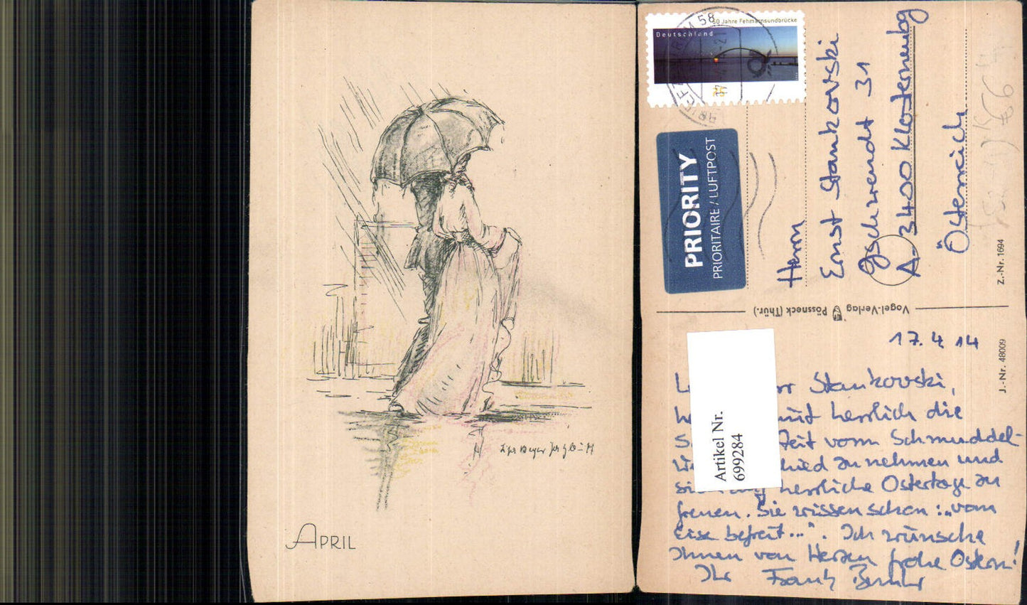 699284 Künstler AK Lisa Beyer Jugendstil Art Nouveau Schirm