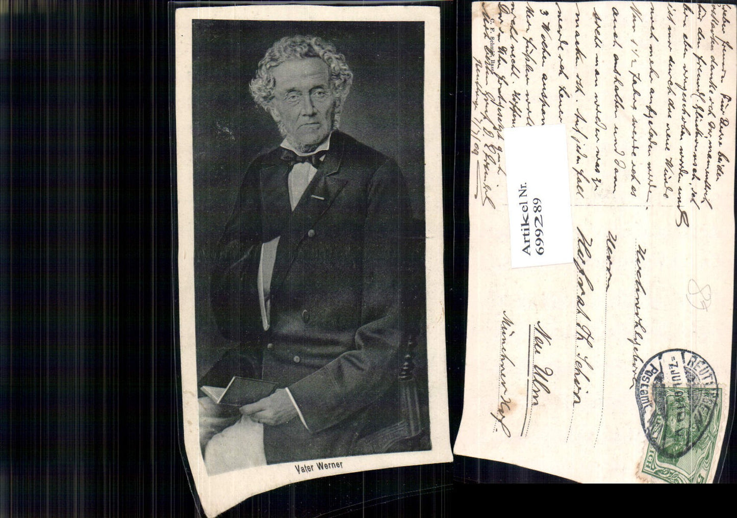 699289 Künstler AK Vater Werner Portrait Stp. Reutlingen gel Neu Ulm