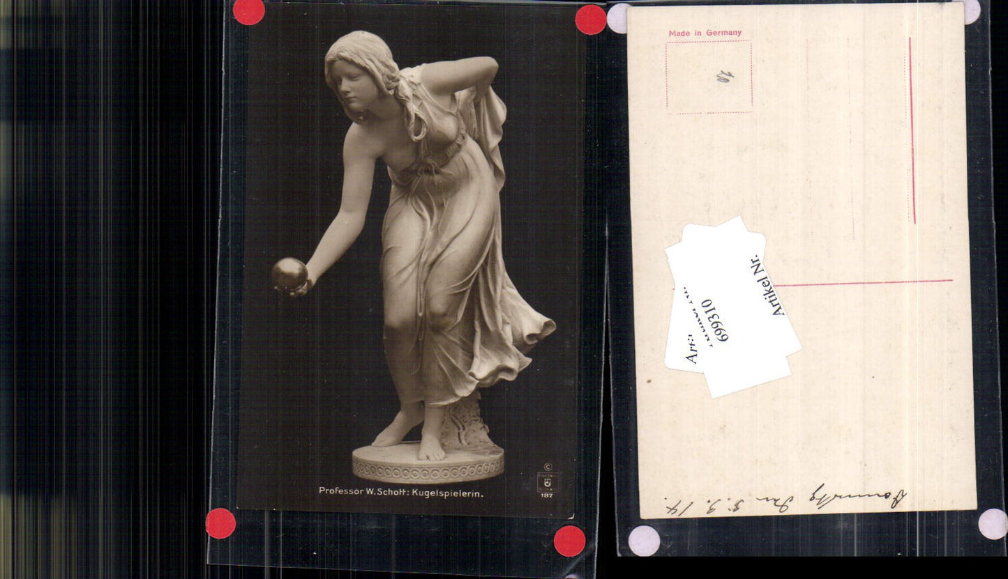 699310 Künstler AK Professor W. Schott Kugelspielerin Akt Erotik