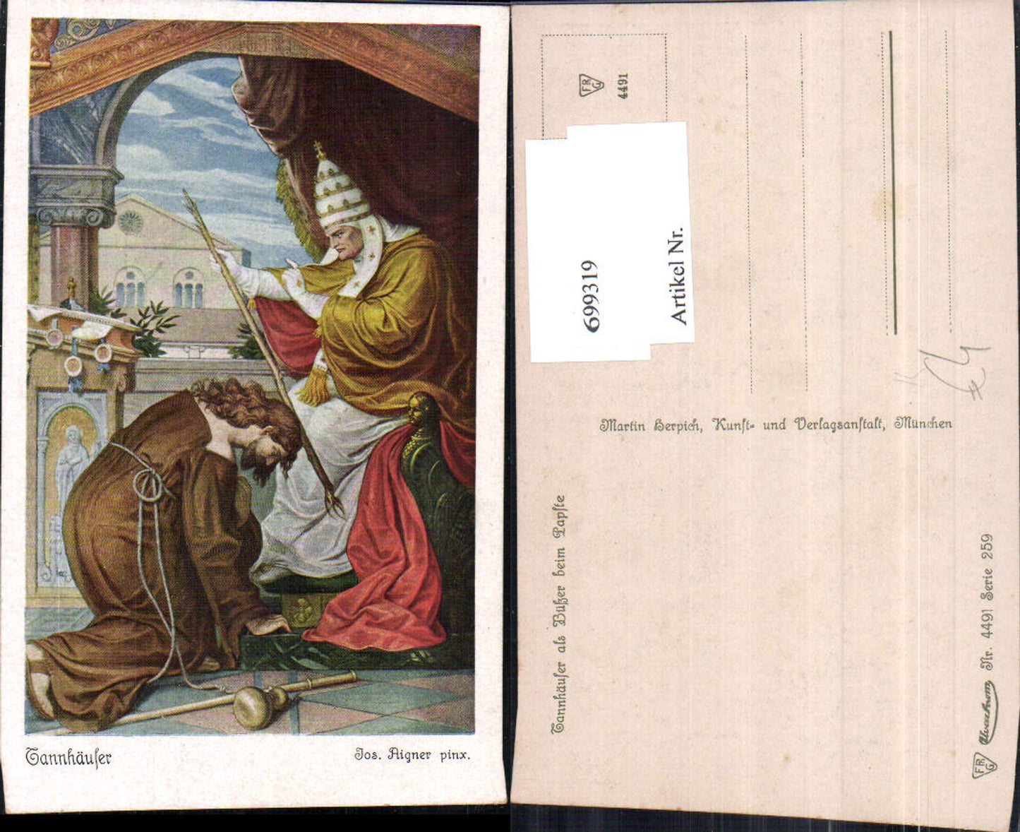 699319 Künstler AK Josef Aigner Tannhäuser Papst