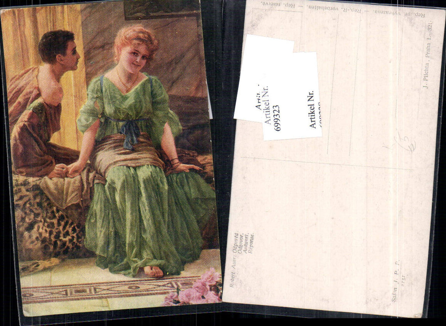 699323 Künstler AK Robert Auer Antwort Liebe Paar Frau Kleid Mann