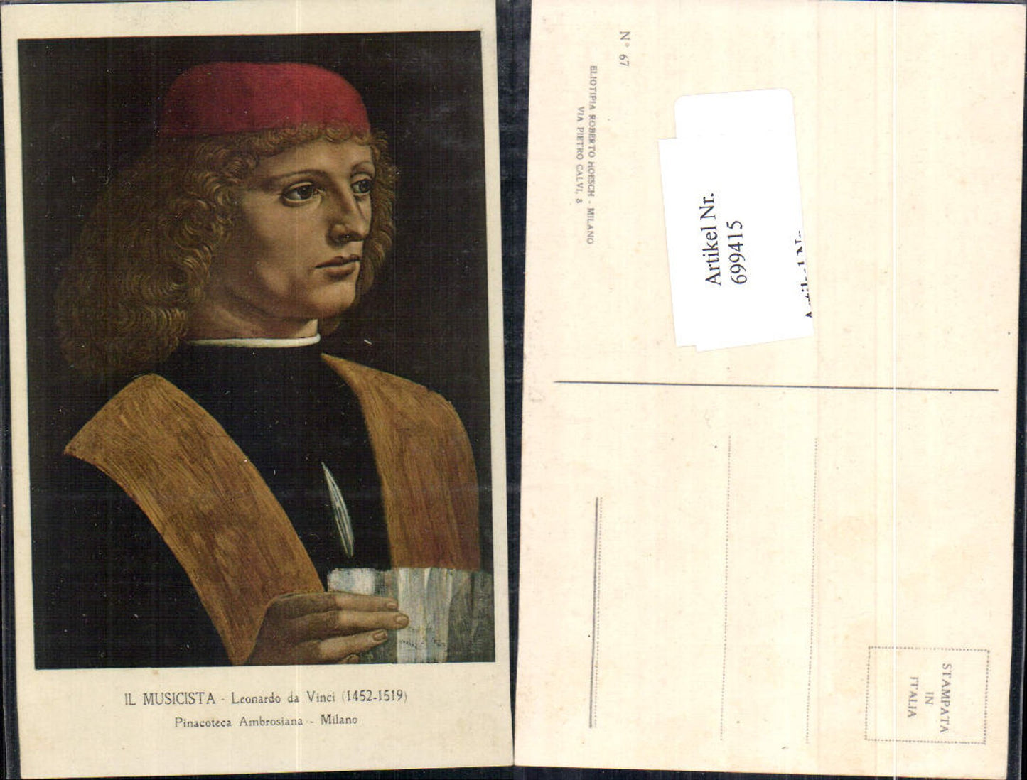 699415 Künstler AK Leonardo da Vinci Milano Musicista