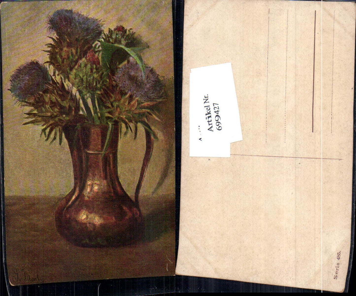 699427 Künstler AK Marl Vase Blumen