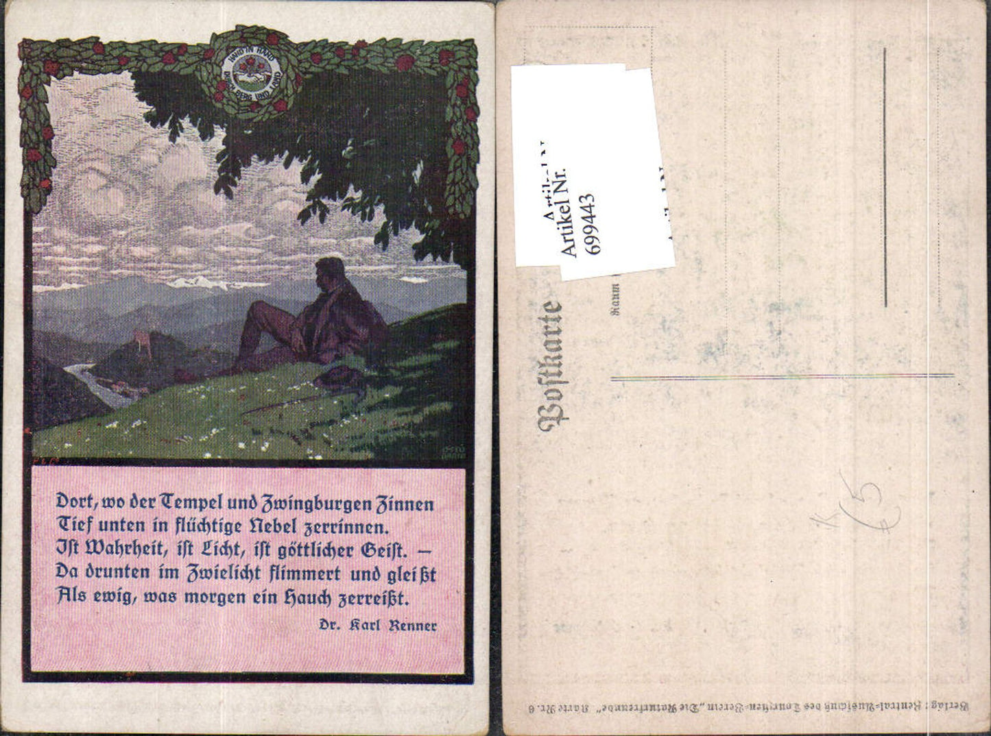 699443 Künstler AK Otto Barth Spruch Karl Renner pub Die Naturfreunde 6