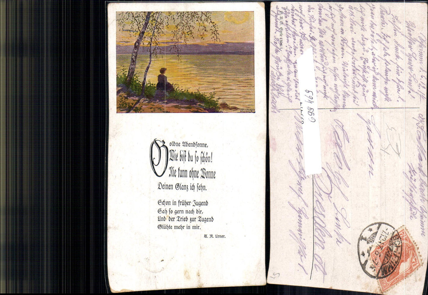 699469 Künstler AK Alfred Mailick Frau am See Stp. Schrimm Srem Preußen
