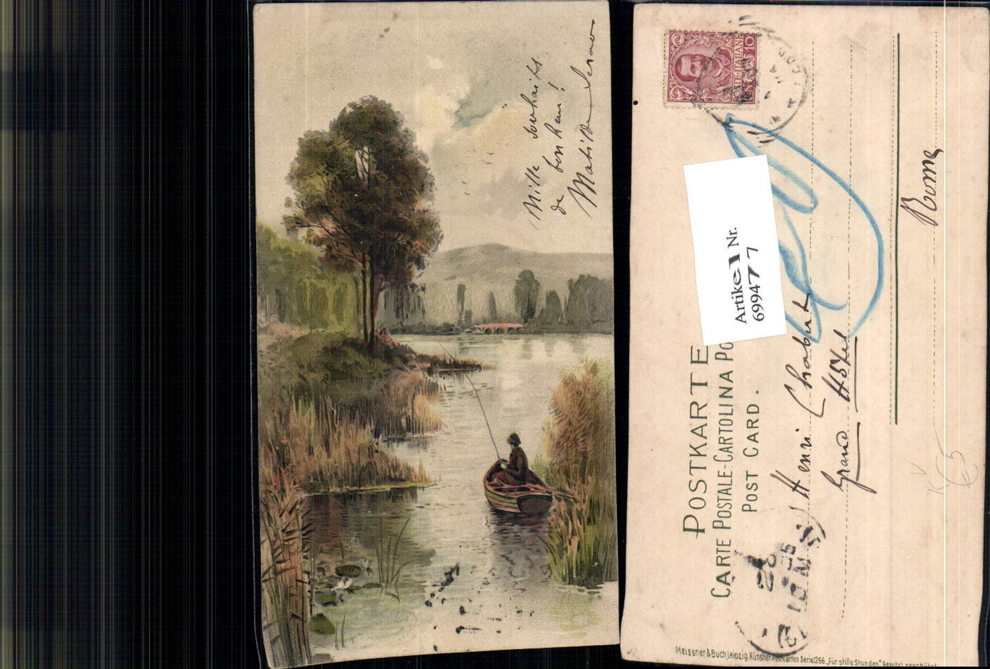 699477 Künstler AK Fischer Fischerboot Angeln Angler Meissner & Buch 1266