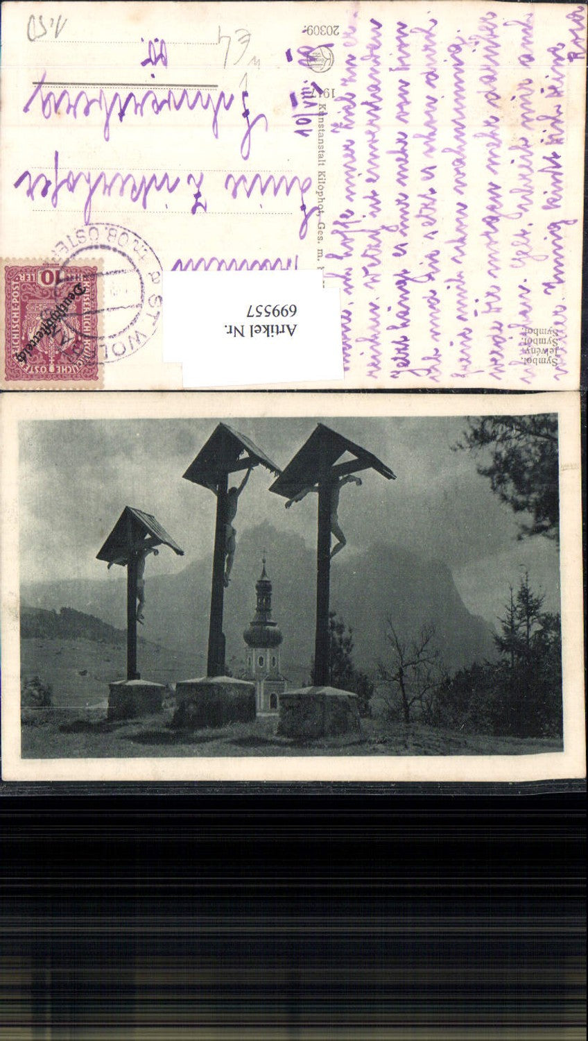 699557 Künstler AK Kreuz Kirche Kilophot 20309 gel Schwertberg Perg 1918