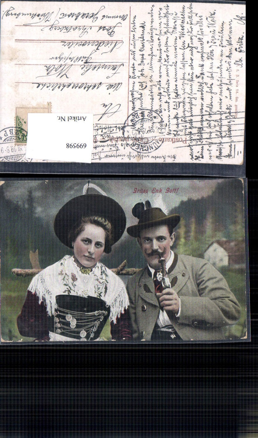Traditional Bavarian costume, man smoking a pipe, Niederweiler, Schrozberg, Gerabronn