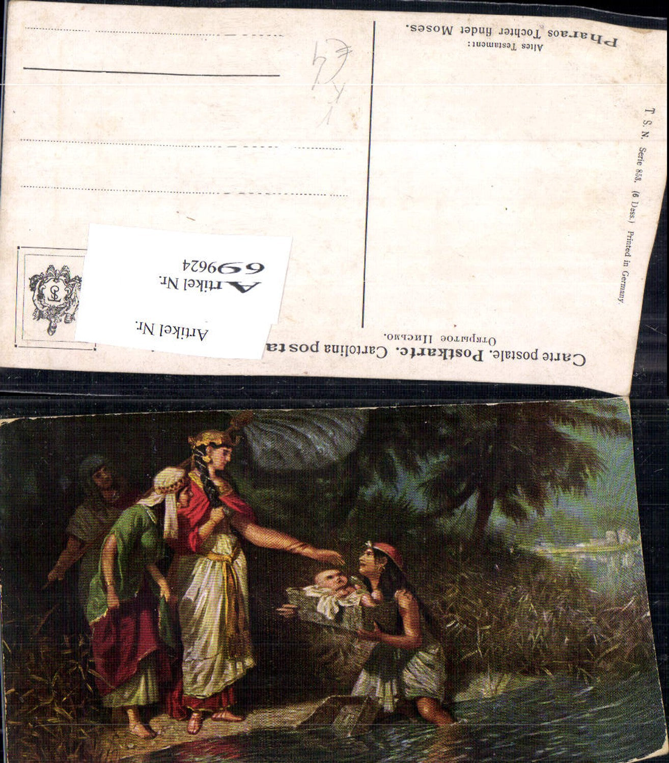 699624 Künstler AK Pharaos Tochter findet Moses Altes Testament pub Stroefer 853