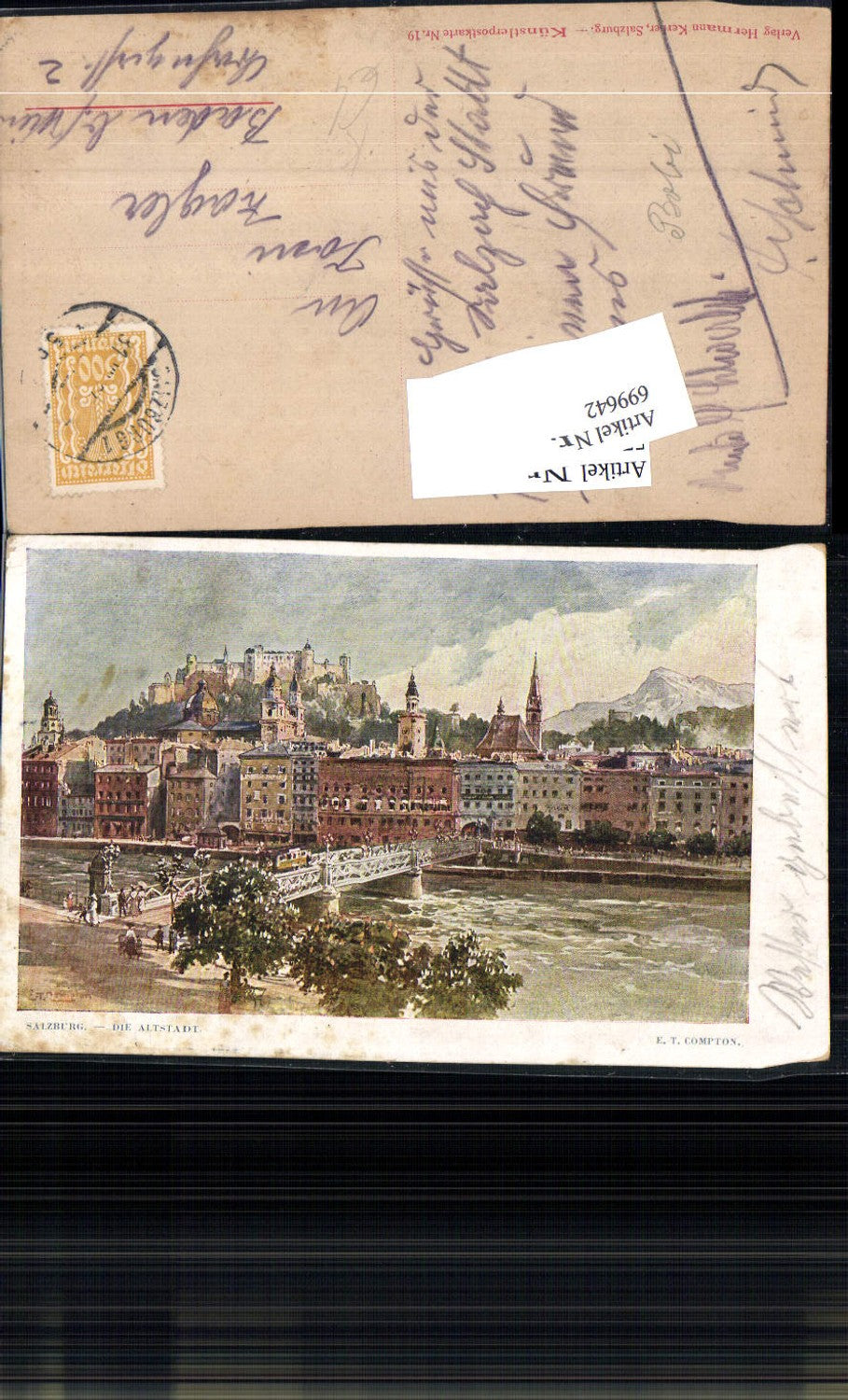 699642 Künstler AK E.T. Compton Salzburg Altstadt Stieglkeller
