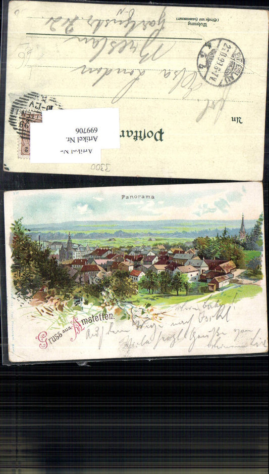699706 Lithographie Gruss aus Amstetten