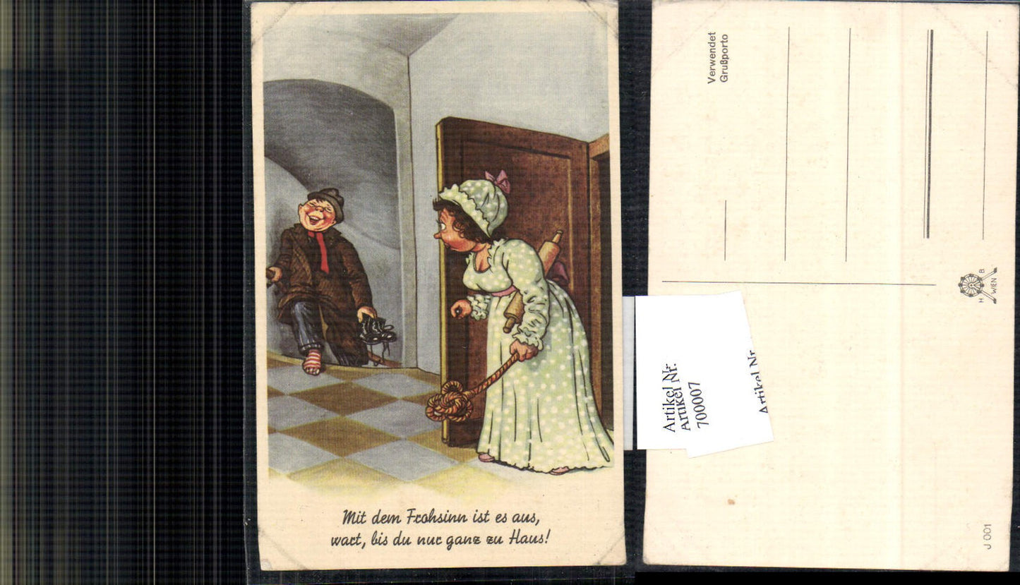700007 Scherzkarte Humor Scherz Frauenfeindlich Frau Mann betrunken