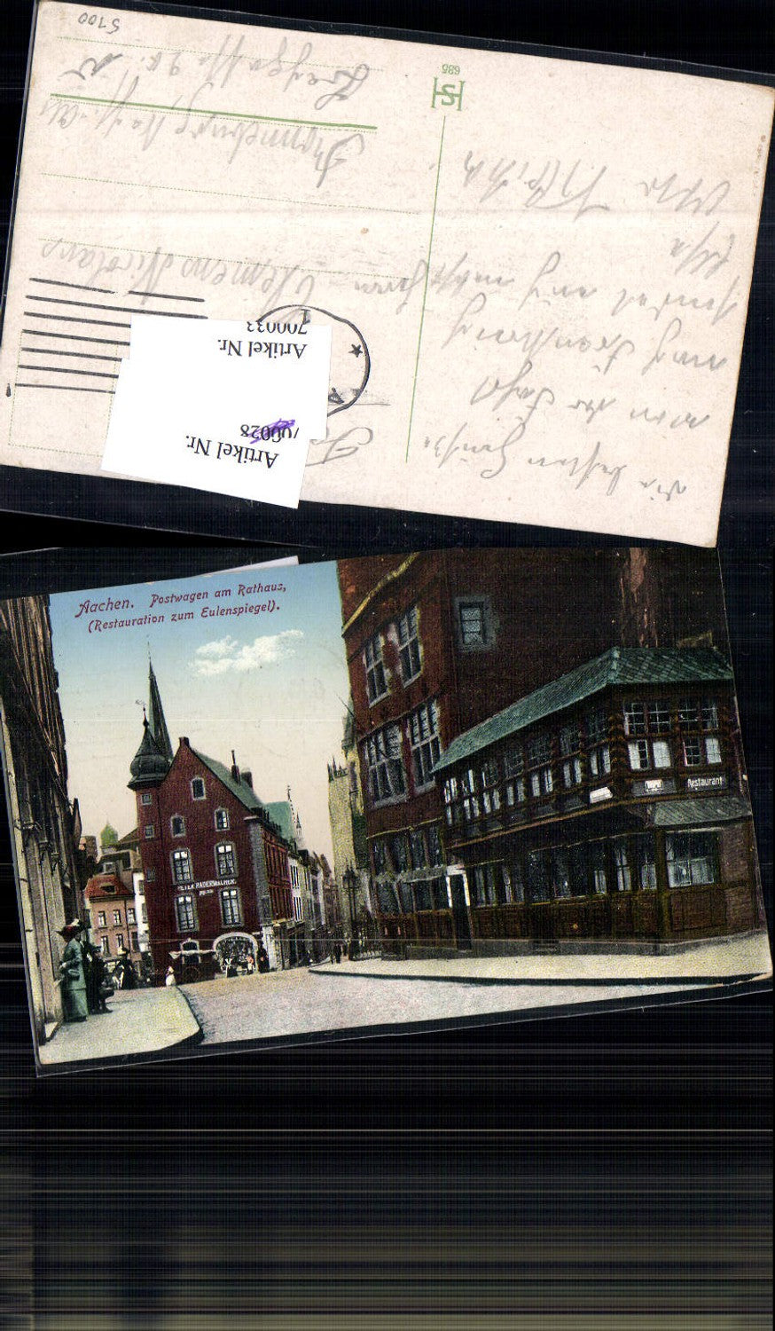 700033 Aachen Postwagen am Rathaus Restauration zum Eulenspiegel